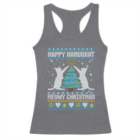 Hanukkah Christmas Cat Racerback Tank Top Happy Hanukkat Meowy Christmas