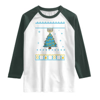 Hanukkah Christmas Cat Raglan Shirt Happy Hanukkat Meowy Christmas