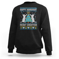 Hanukkah Christmas Cat Sweatshirt Happy Hanukkat Meowy Christmas - Wonder Print Shop