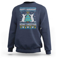 Hanukkah Christmas Cat Sweatshirt Happy Hanukkat Meowy Christmas - Wonder Print Shop