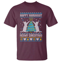 Hanukkah Christmas Cat T Shirt Happy Hanukkat Meowy Christmas - Wonder Print Shop
