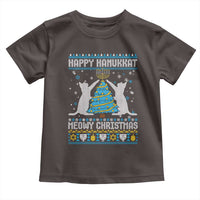 Hanukkah Christmas Cat Toddler T Shirt Happy Hanukkat Meowy Christmas