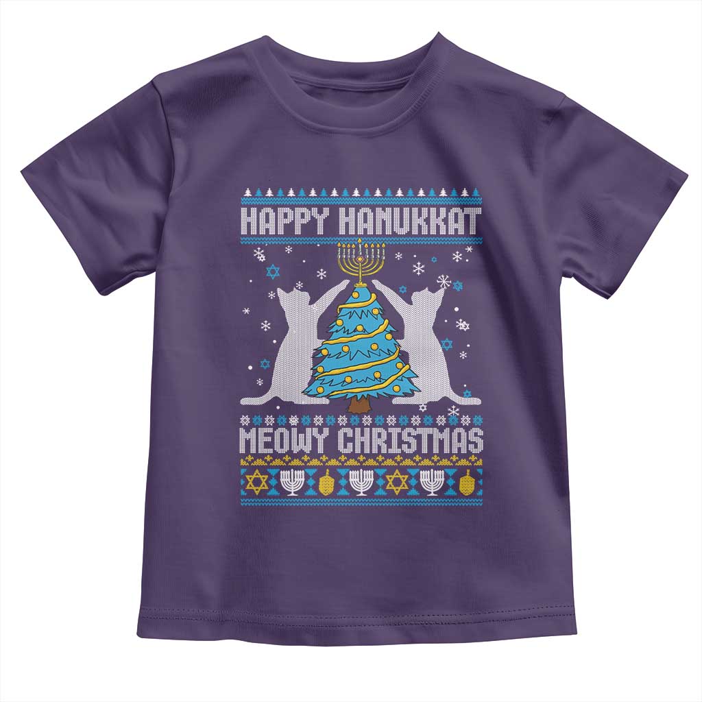 Hanukkah Christmas Cat Toddler T Shirt Happy Hanukkat Meowy Christmas