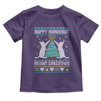 Hanukkah Christmas Cat Toddler T Shirt Happy Hanukkat Meowy Christmas