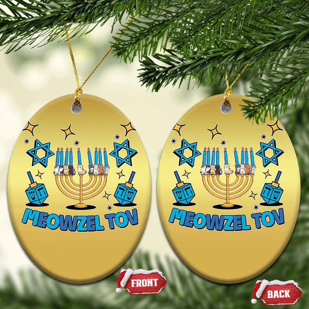 Funny Hanukkah Cat Christmas Ornament Meowzel Tov Jewish Chanukkah - Wonder Print Shop