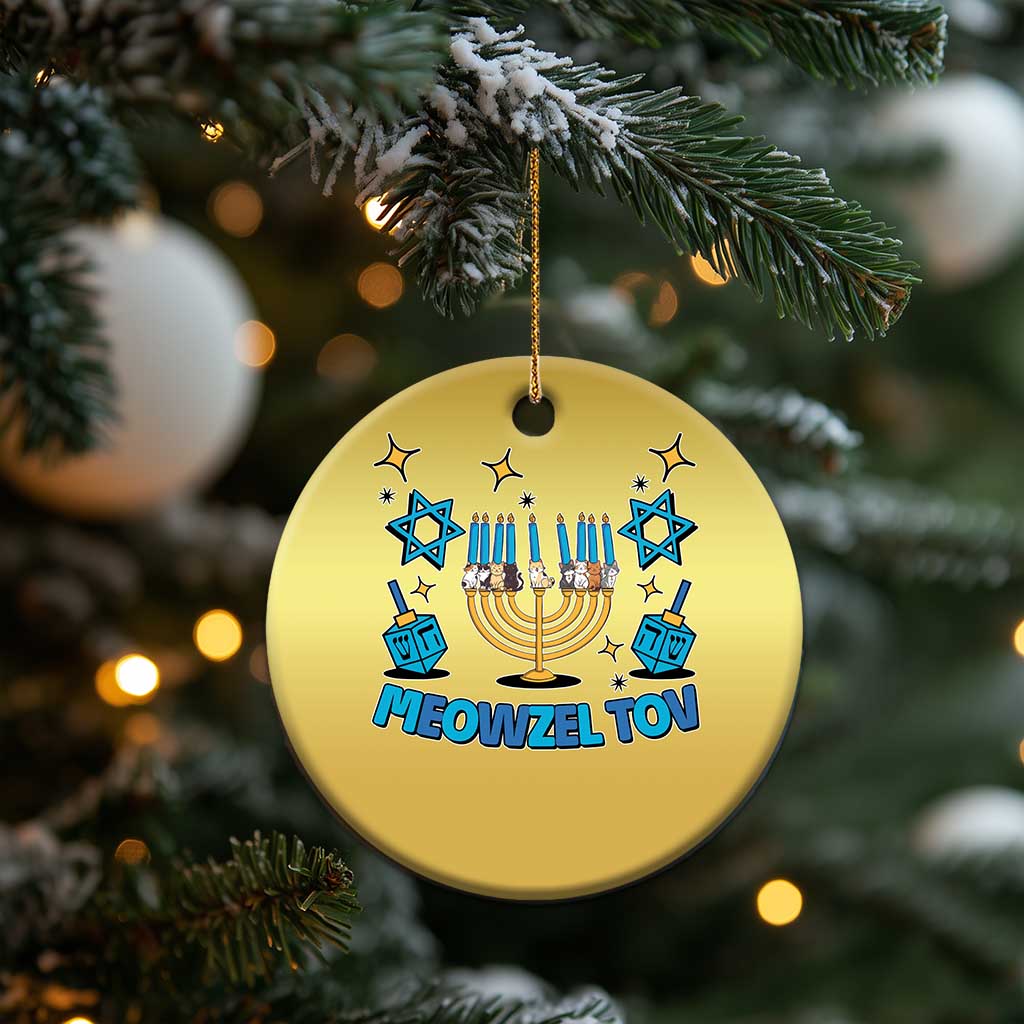 Funny Hanukkah Cat Christmas Ornament Meowzel Tov Jewish Chanukkah - Wonder Print Shop
