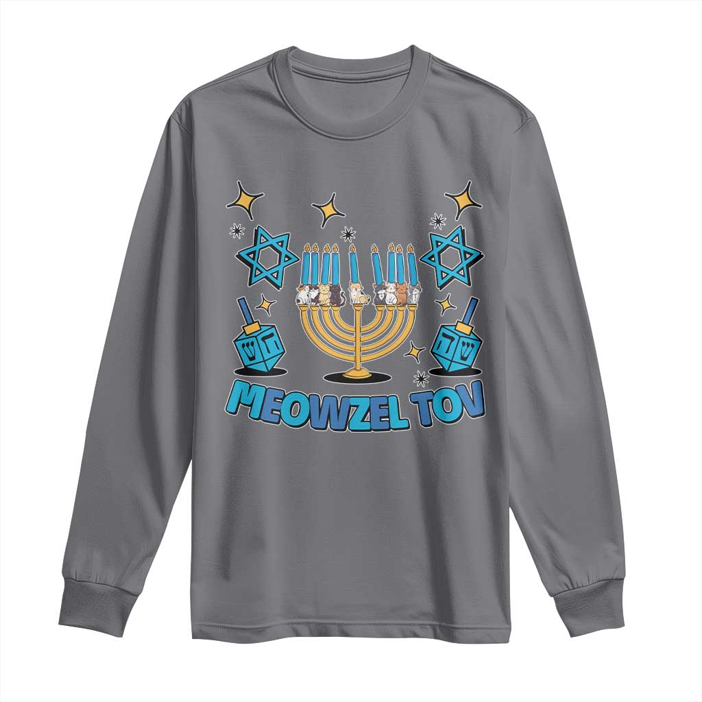 Funny Hanukkah Cat Long Sleeve Shirt Meowzel Tov Jewish Chanukkah