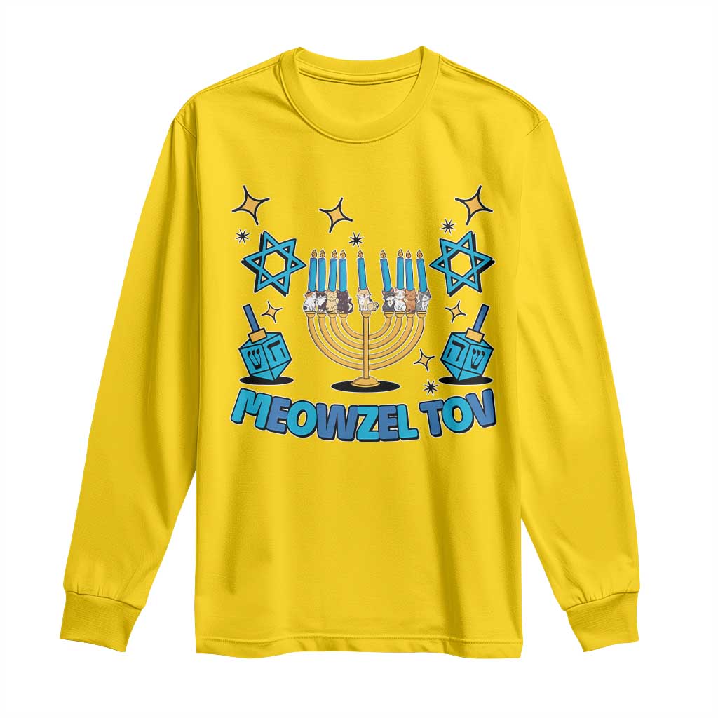Funny Hanukkah Cat Long Sleeve Shirt Meowzel Tov Jewish Chanukkah