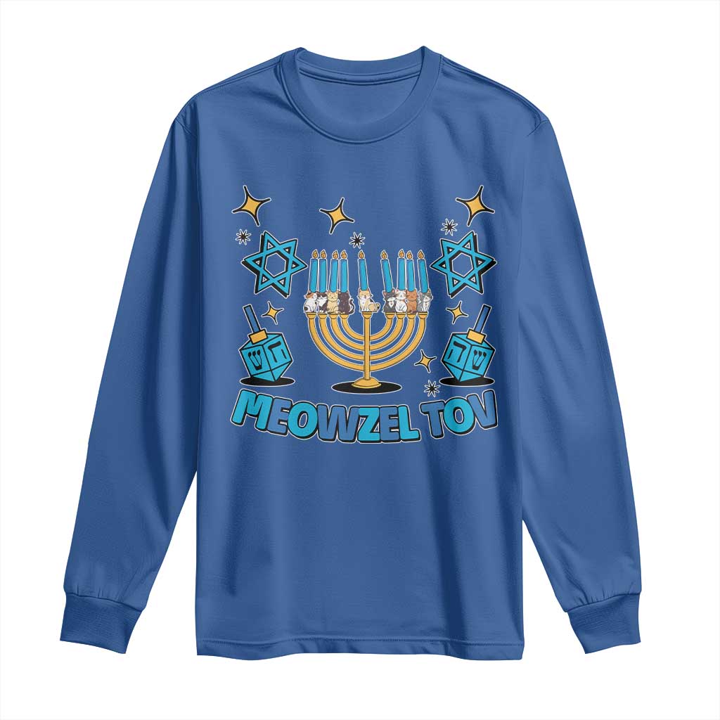 Funny Hanukkah Cat Long Sleeve Shirt Meowzel Tov Jewish Chanukkah