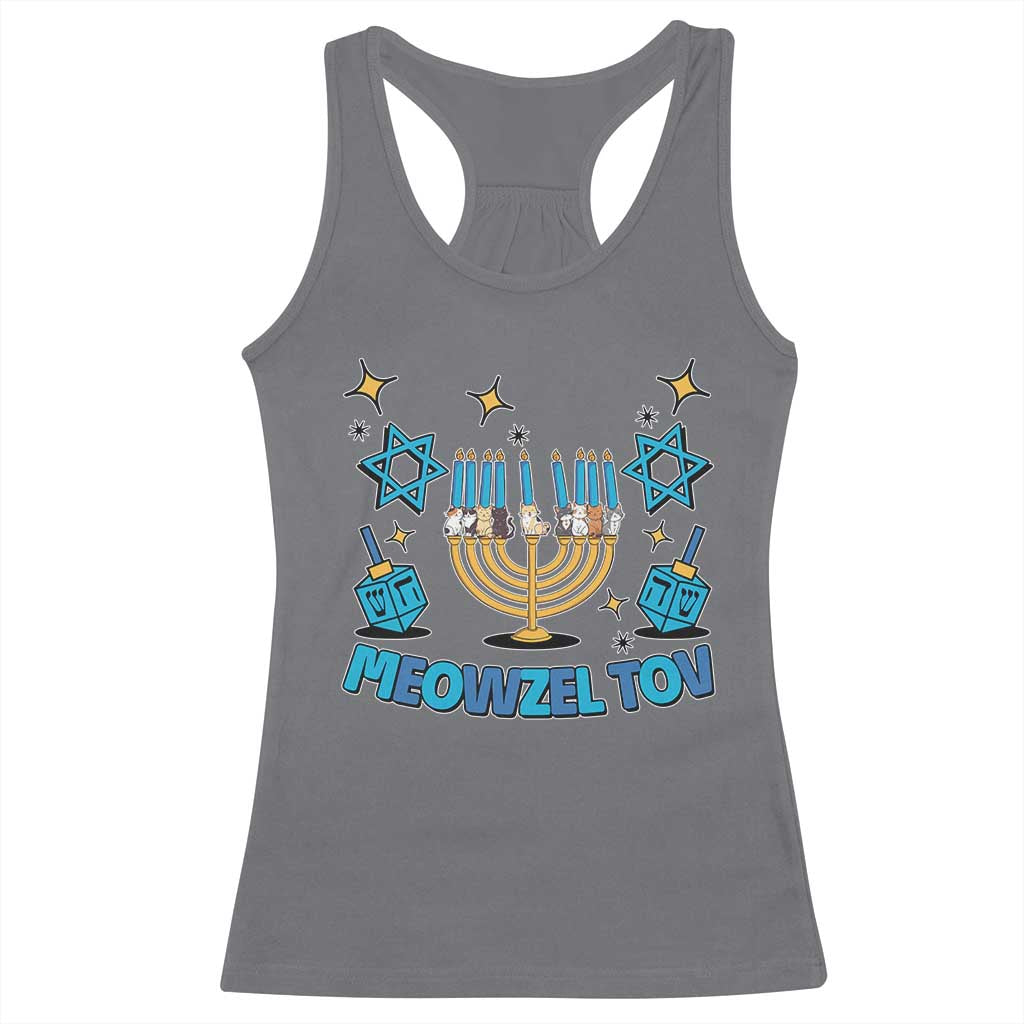 Funny Hanukkah Cat Racerback Tank Top Meowzel Tov Jewish Chanukkah