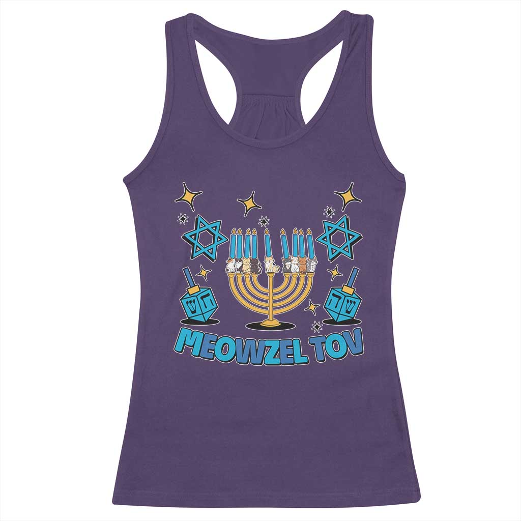 Funny Hanukkah Cat Racerback Tank Top Meowzel Tov Jewish Chanukkah