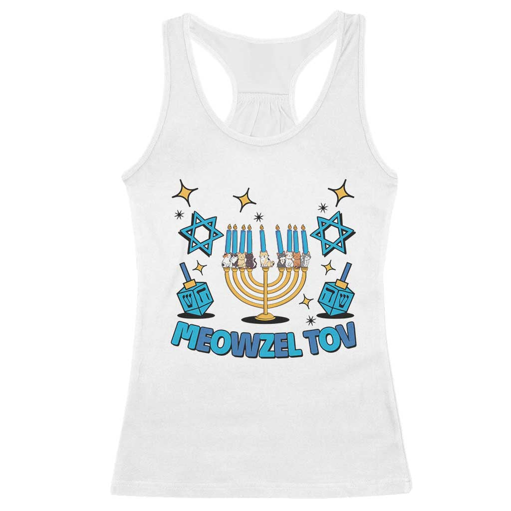Funny Hanukkah Cat Racerback Tank Top Meowzel Tov Jewish Chanukkah