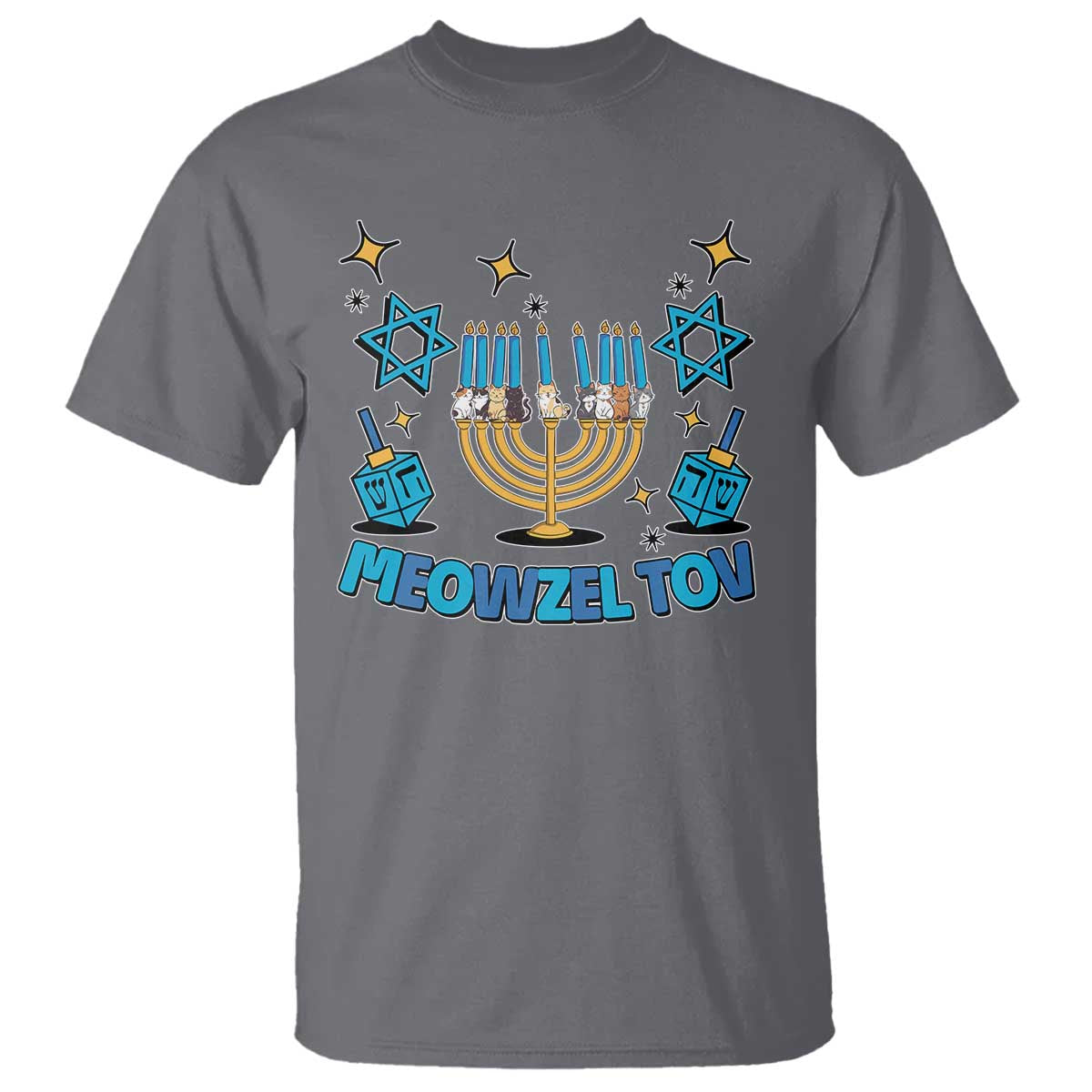 Funny Hanukkah Cat T Shirt Meowzel Tov Jewish Chanukkah - Wonder Print Shop