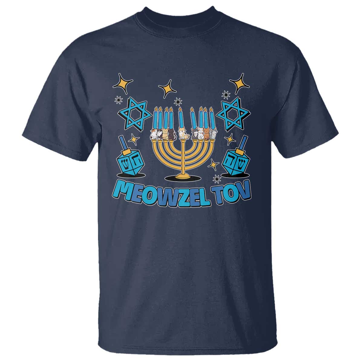 Funny Hanukkah Cat T Shirt Meowzel Tov Jewish Chanukkah - Wonder Print Shop