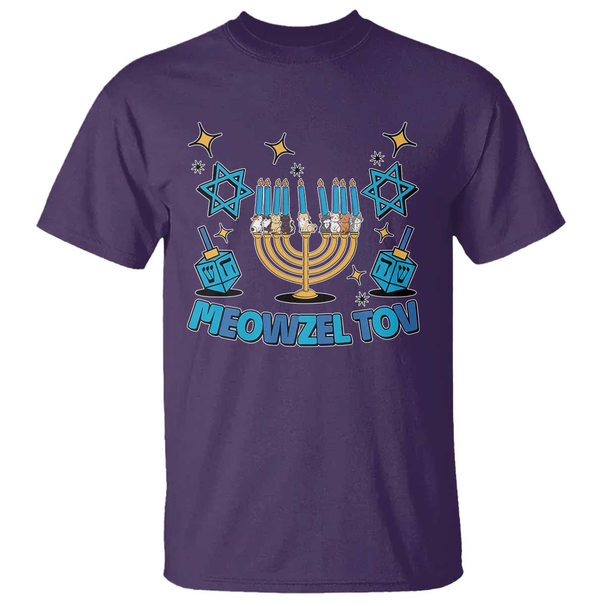 Funny Hanukkah Cat T Shirt Meowzel Tov Jewish Chanukkah - Wonder Print Shop