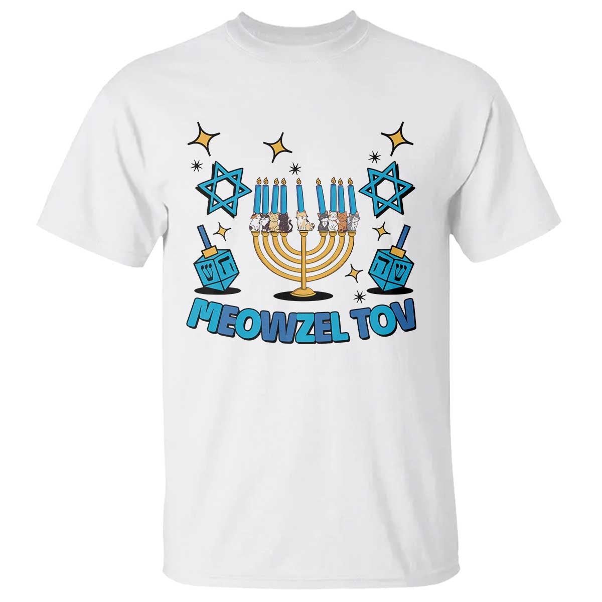 Funny Hanukkah Cat T Shirt Meowzel Tov Jewish Chanukkah - Wonder Print Shop