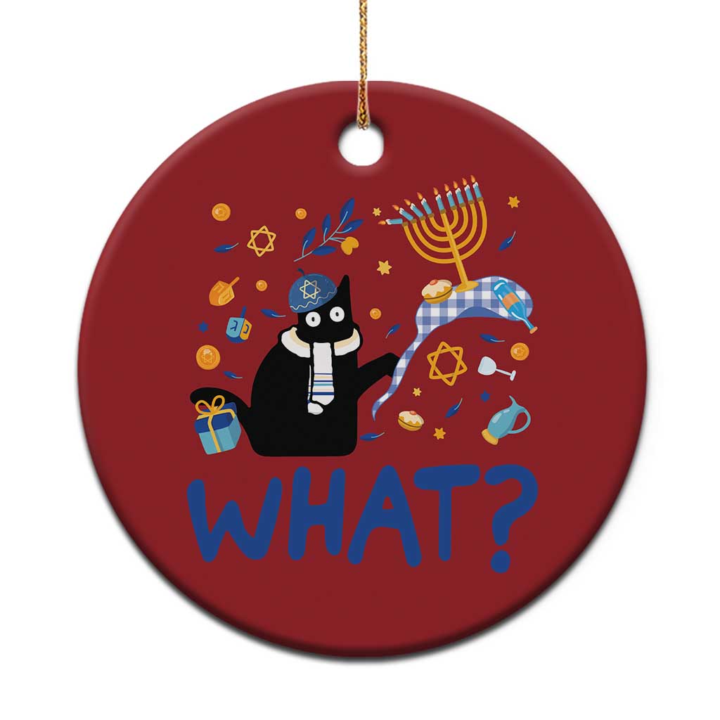 Funny Hanukkah Cat What Christmas Ornament - Wonder Print Shop