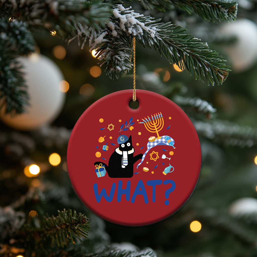 Funny Hanukkah Cat What Christmas Ornament - Wonder Print Shop