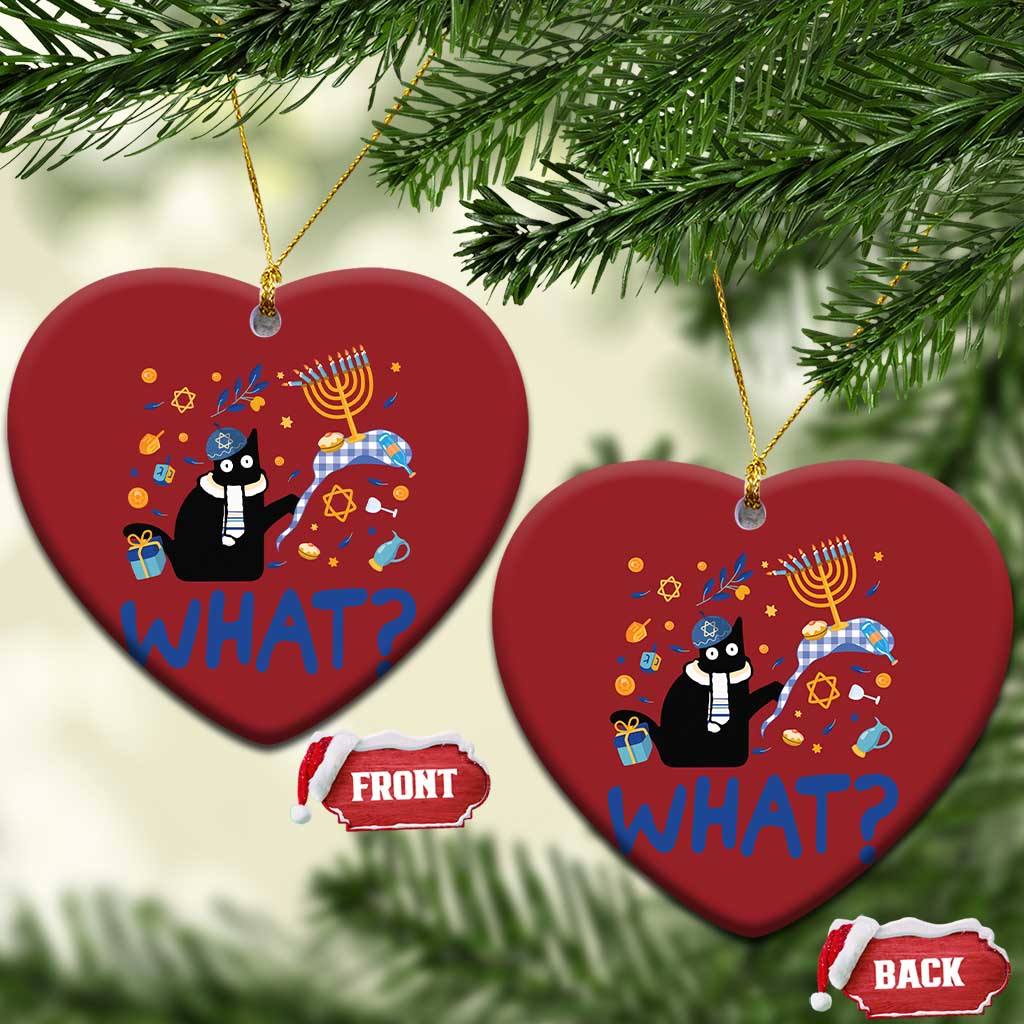 Funny Hanukkah Cat What Christmas Ornament - Wonder Print Shop