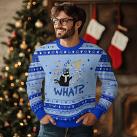 Funny Hanukkat What Black Cat Hanukkah Ugly Sweater - Wonder Print Shop