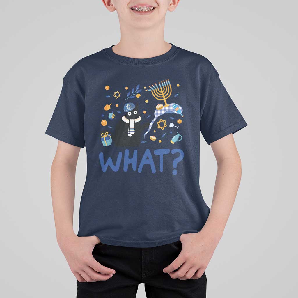 Funny Hanukkah Cat What T Shirt For Kid - Wonder Print Shop