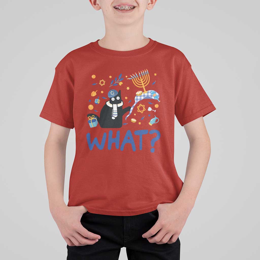 Funny Hanukkah Cat What T Shirt For Kid - Wonder Print Shop