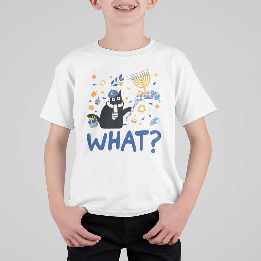 Funny Hanukkah Cat What T Shirt For Kid - Wonder Print Shop