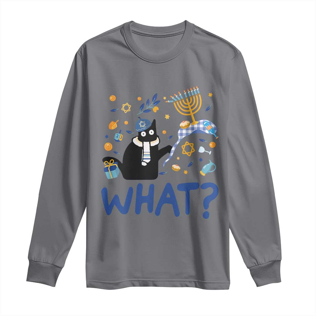 Funny Hanukkah Cat What Long Sleeve Shirt