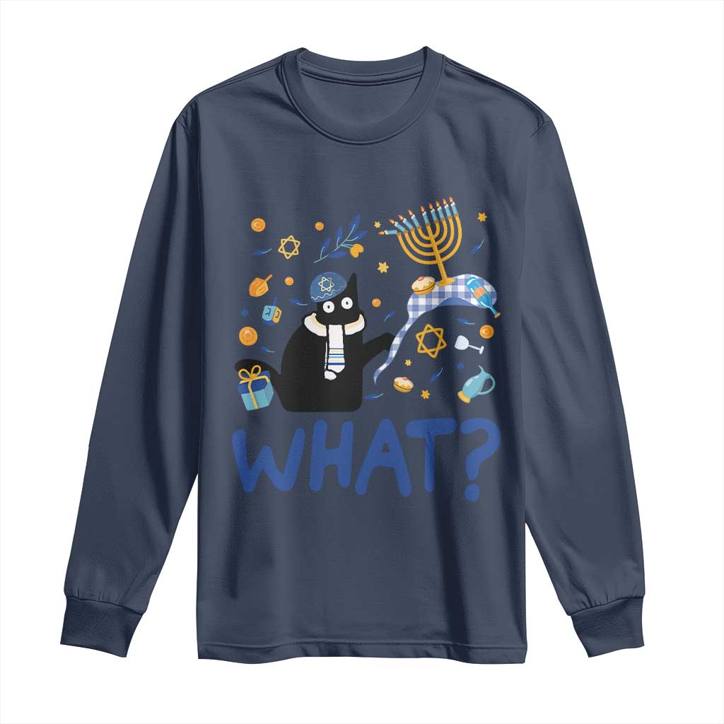 Funny Hanukkah Cat What Long Sleeve Shirt