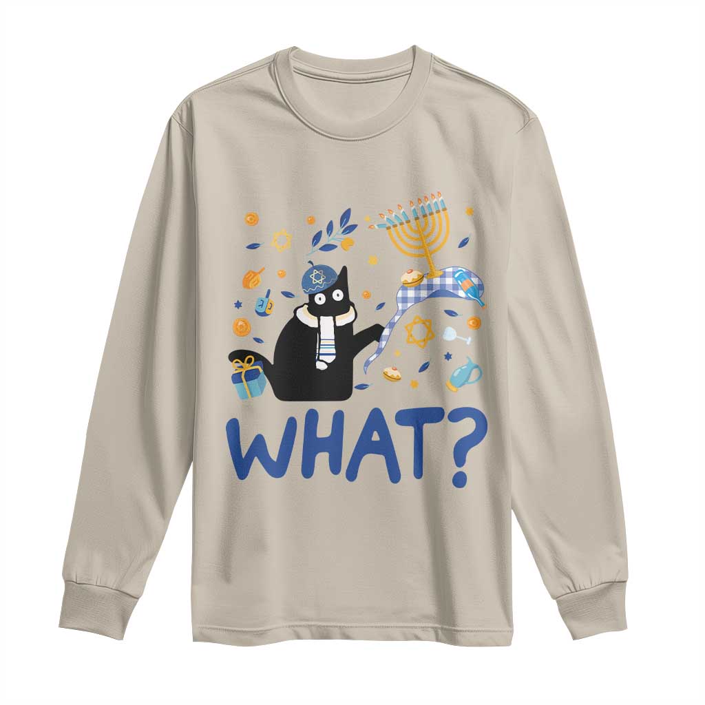 Funny Hanukkah Cat What Long Sleeve Shirt