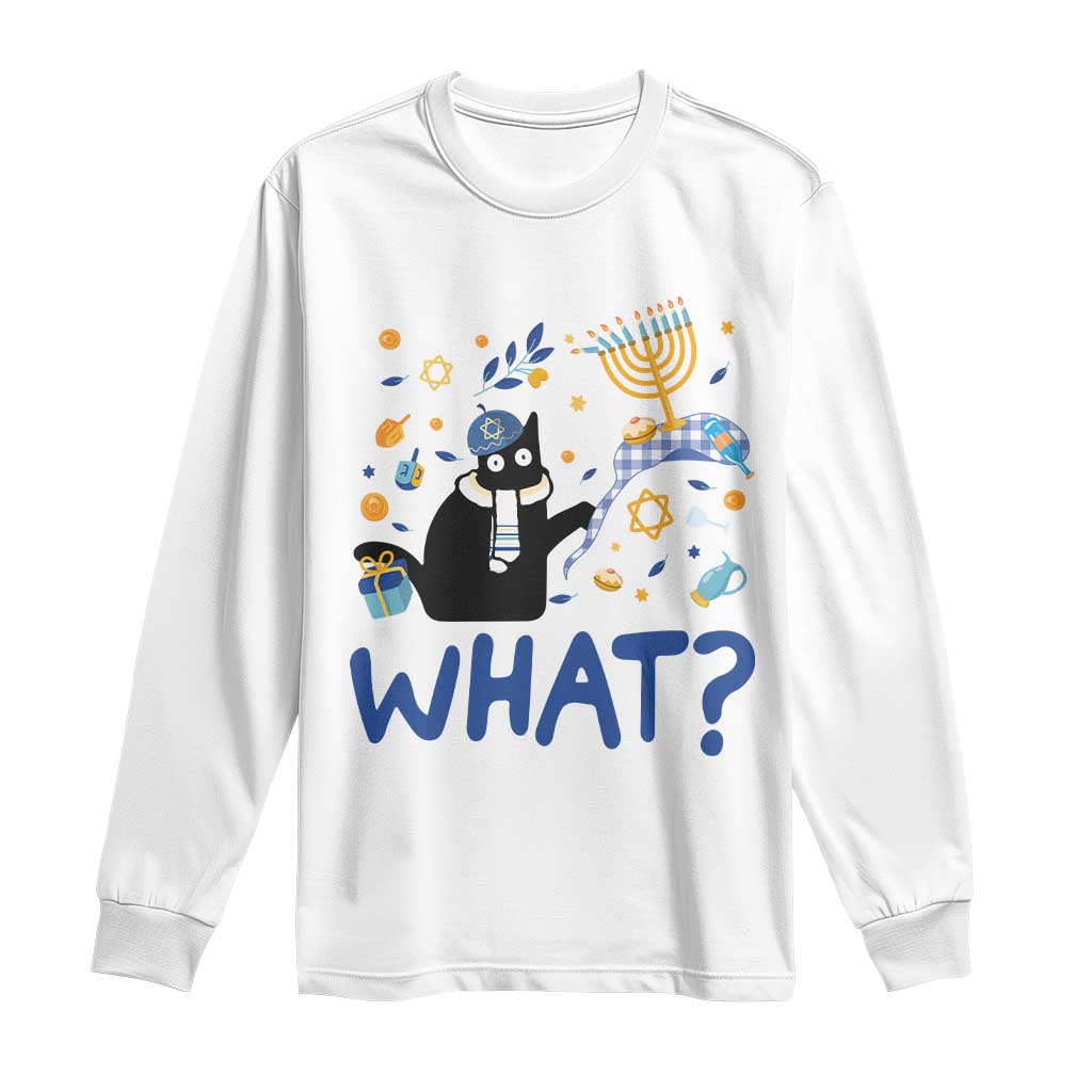 Funny Hanukkah Cat What Long Sleeve Shirt