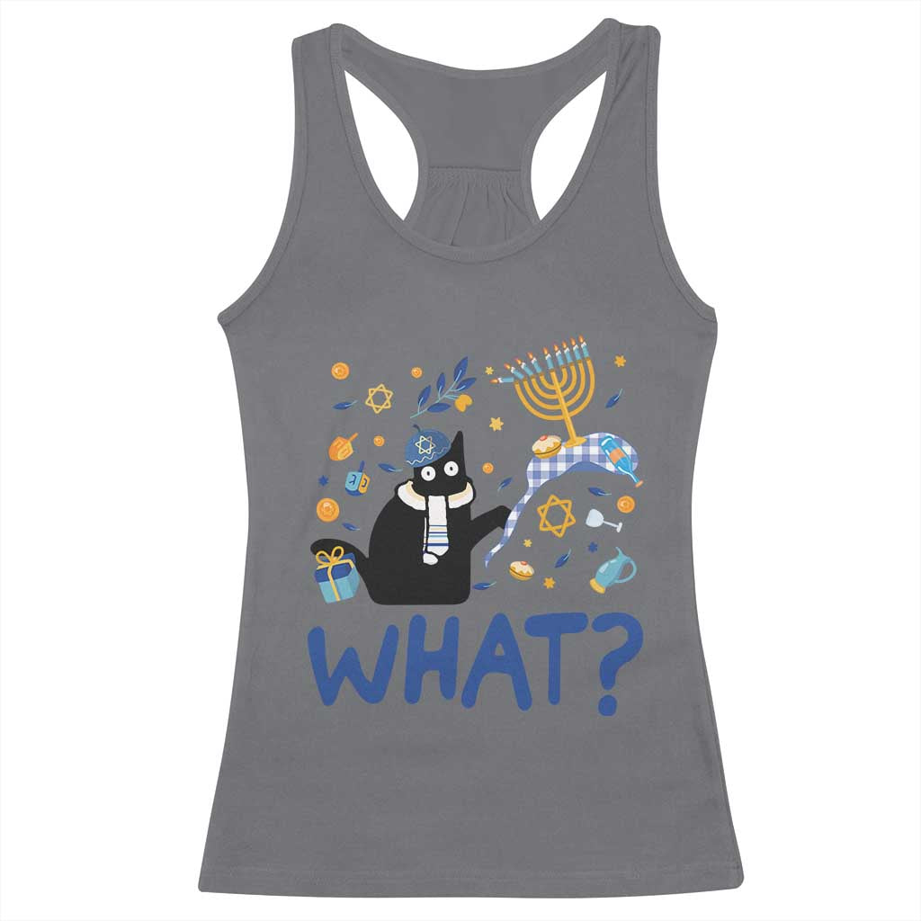 Funny Hanukkah Cat What Racerback Tank Top