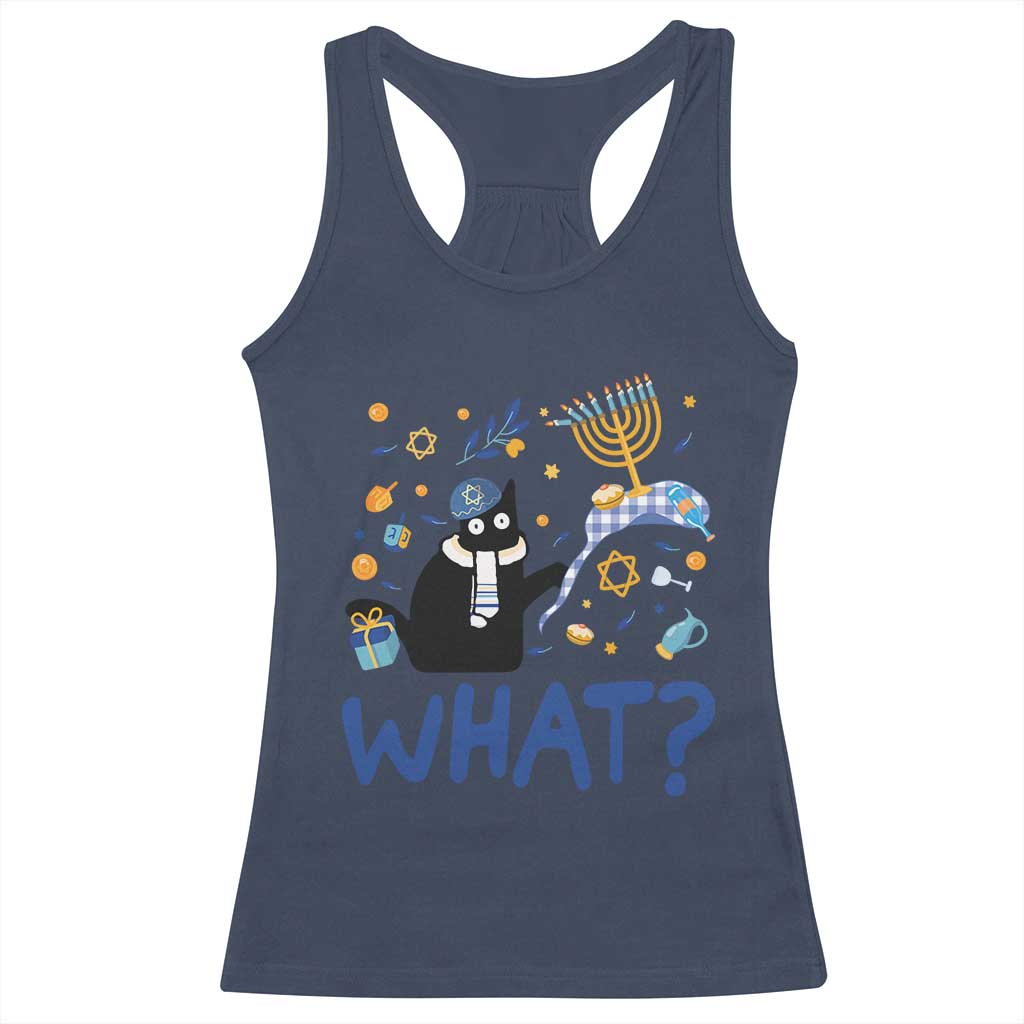 Funny Hanukkah Cat What Racerback Tank Top