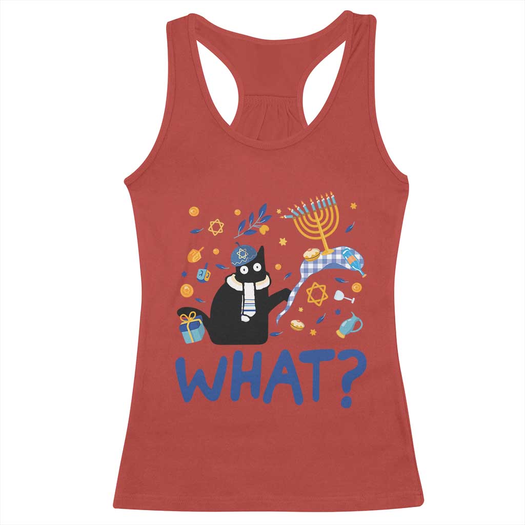 Funny Hanukkah Cat What Racerback Tank Top
