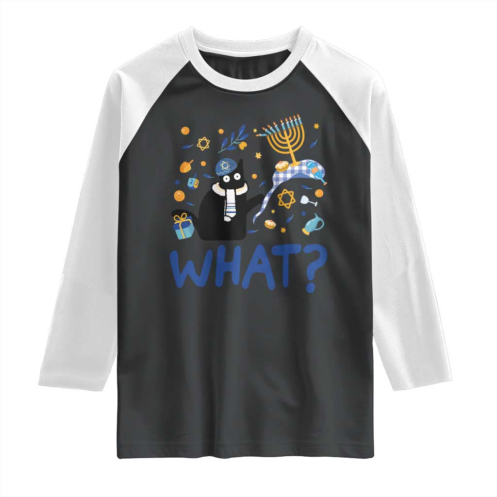 Funny Hanukkah Cat What Raglan Shirt
