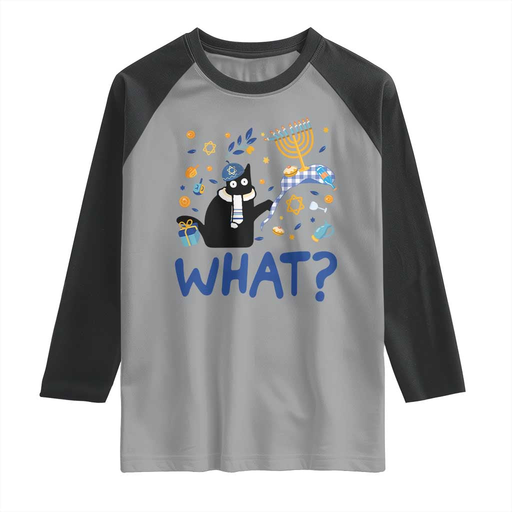 Funny Hanukkah Cat What Raglan Shirt