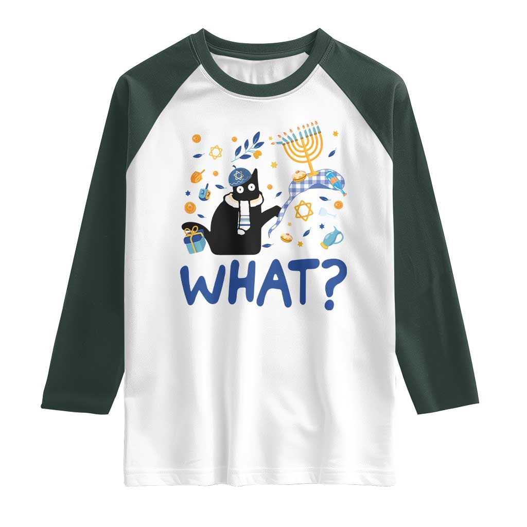Funny Hanukkah Cat What Raglan Shirt