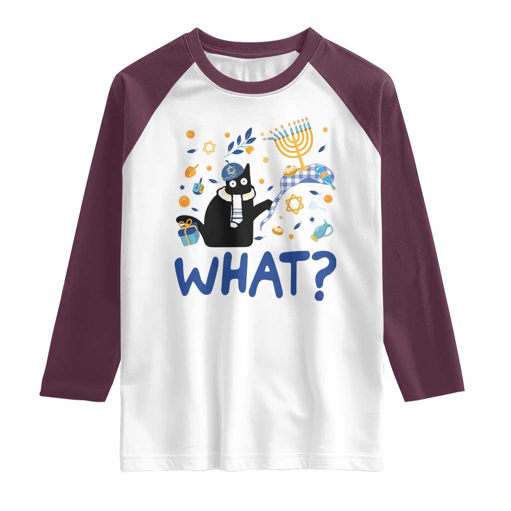 Funny Hanukkah Cat What Raglan Shirt