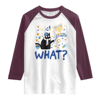 Funny Hanukkah Cat What Raglan Shirt