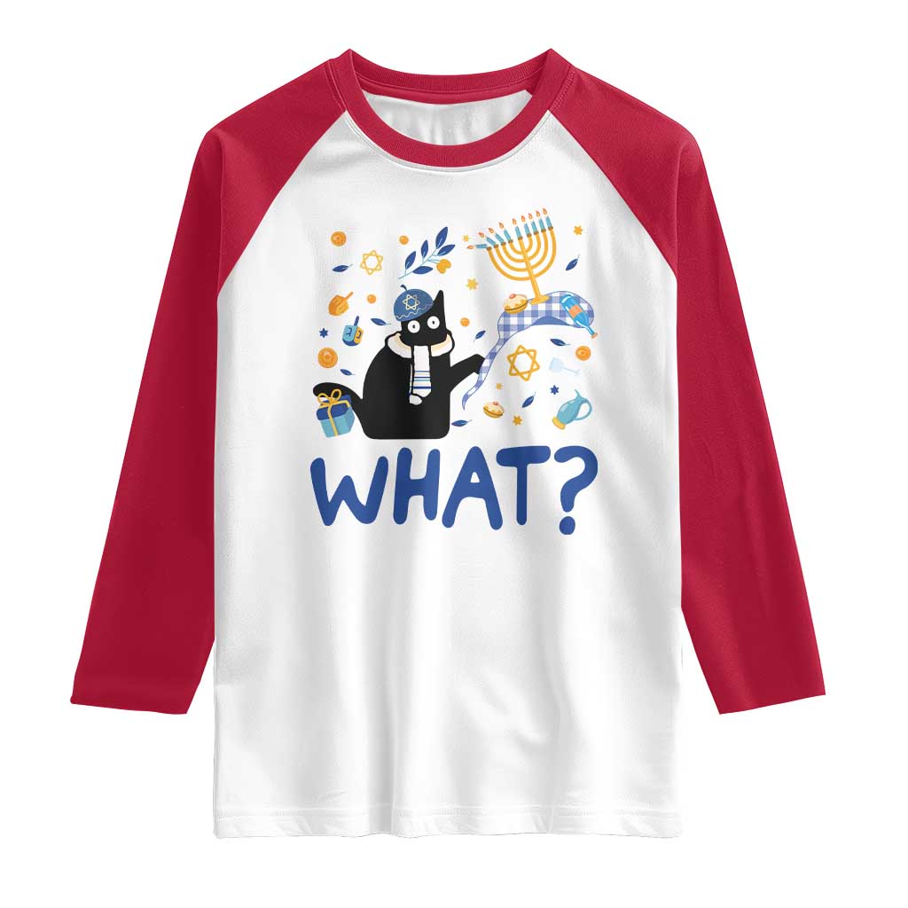 Funny Hanukkah Cat What Raglan Shirt