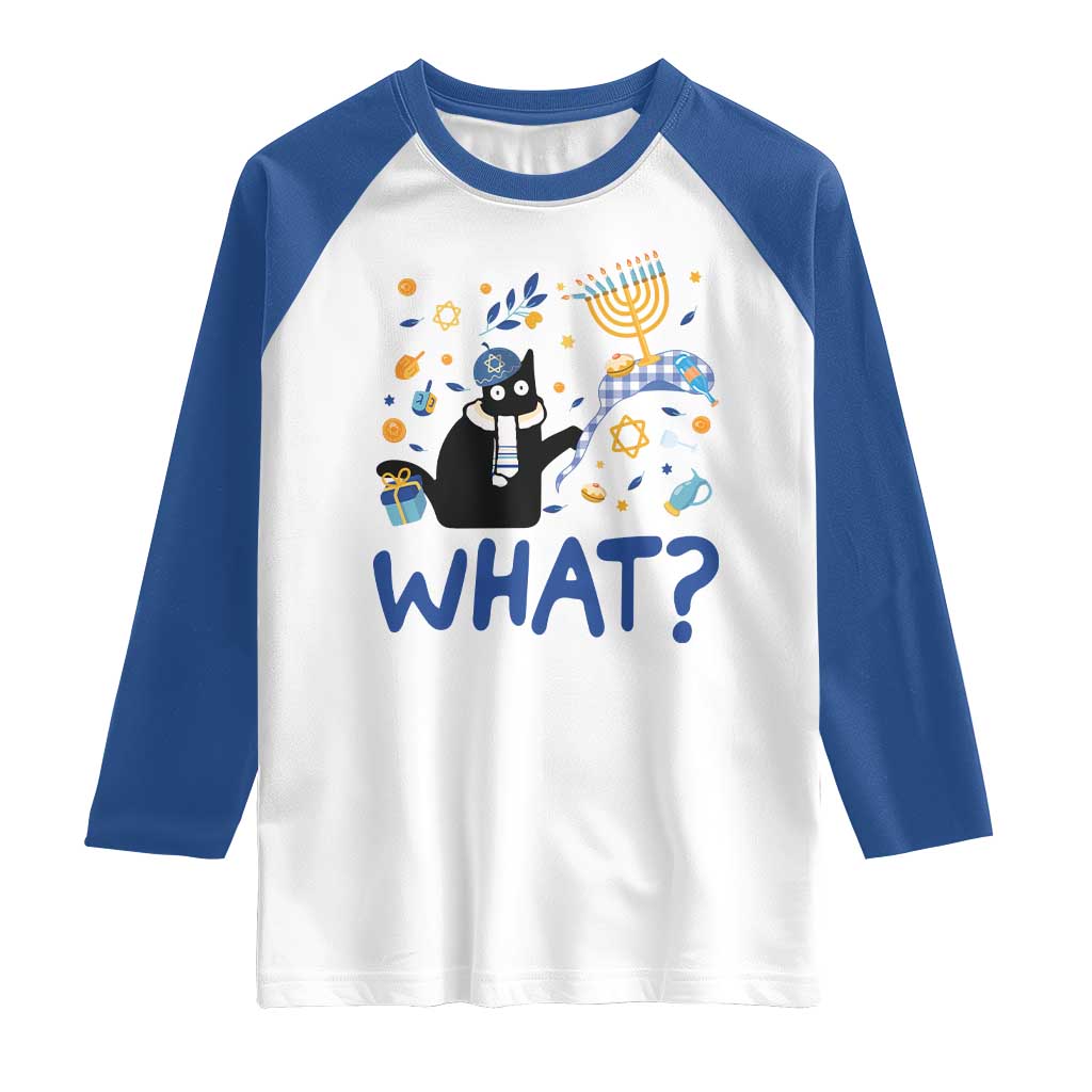 Funny Hanukkah Cat What Raglan Shirt