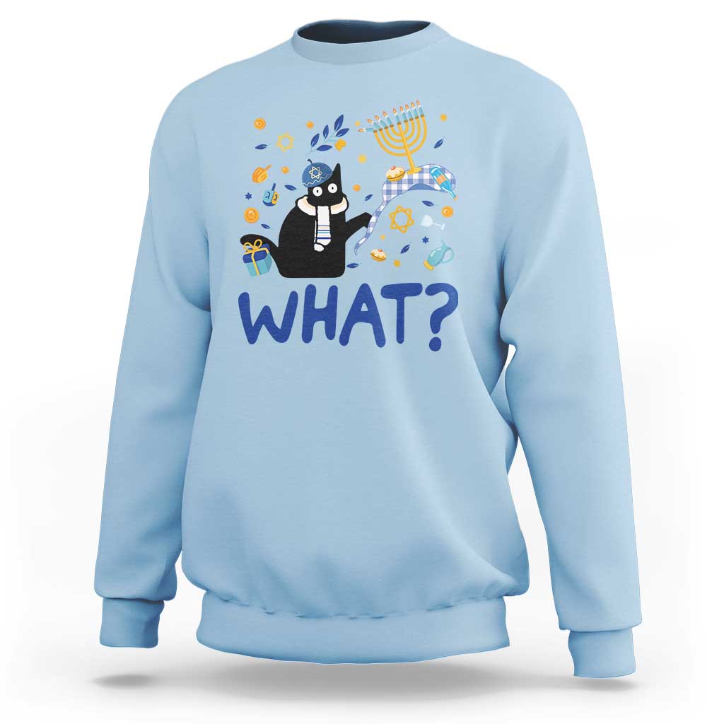 Funny Hanukkah Cat What Sweatshirt - Wonder Print Shop