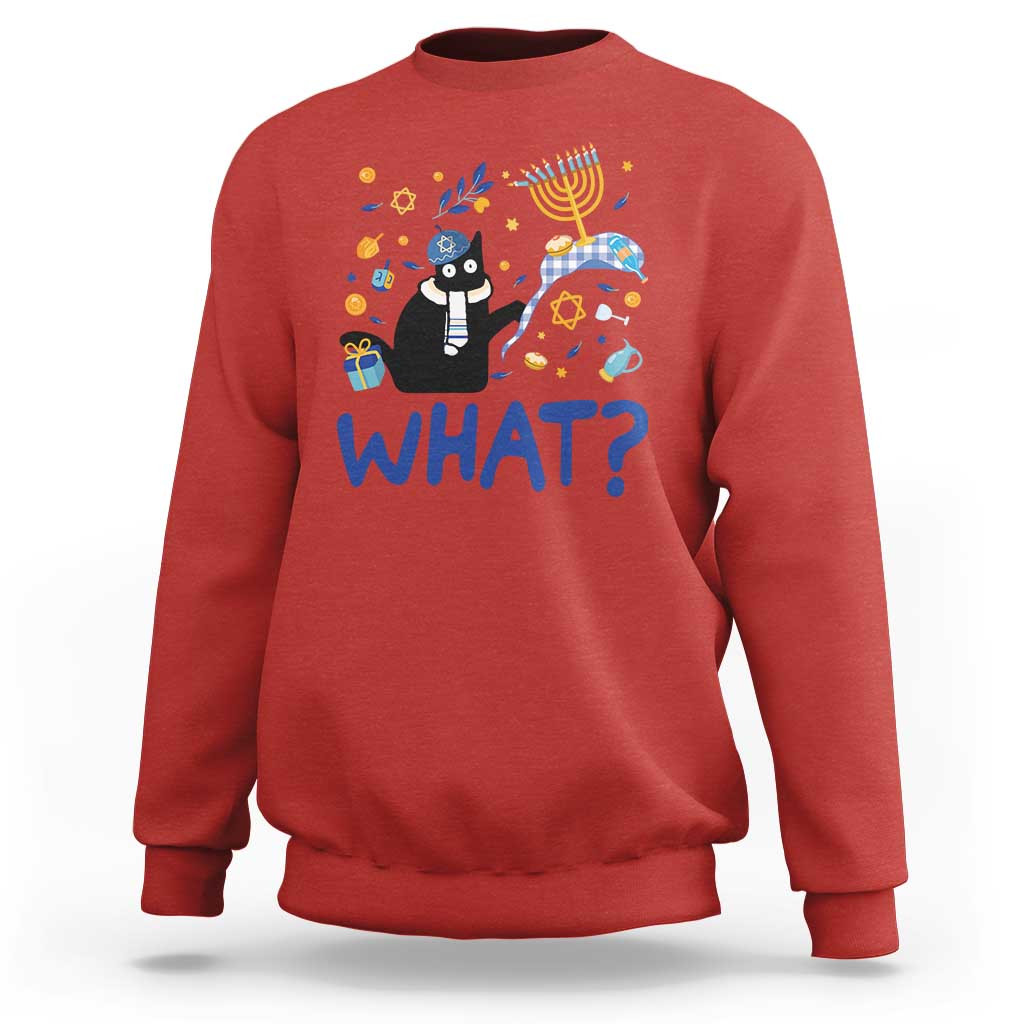 Funny Hanukkah Cat What Sweatshirt - Wonder Print Shop