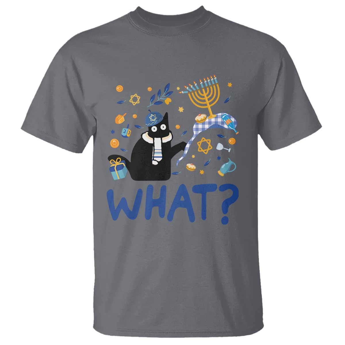 Funny Hanukkah Cat What T Shirt - Wonder Print Shop