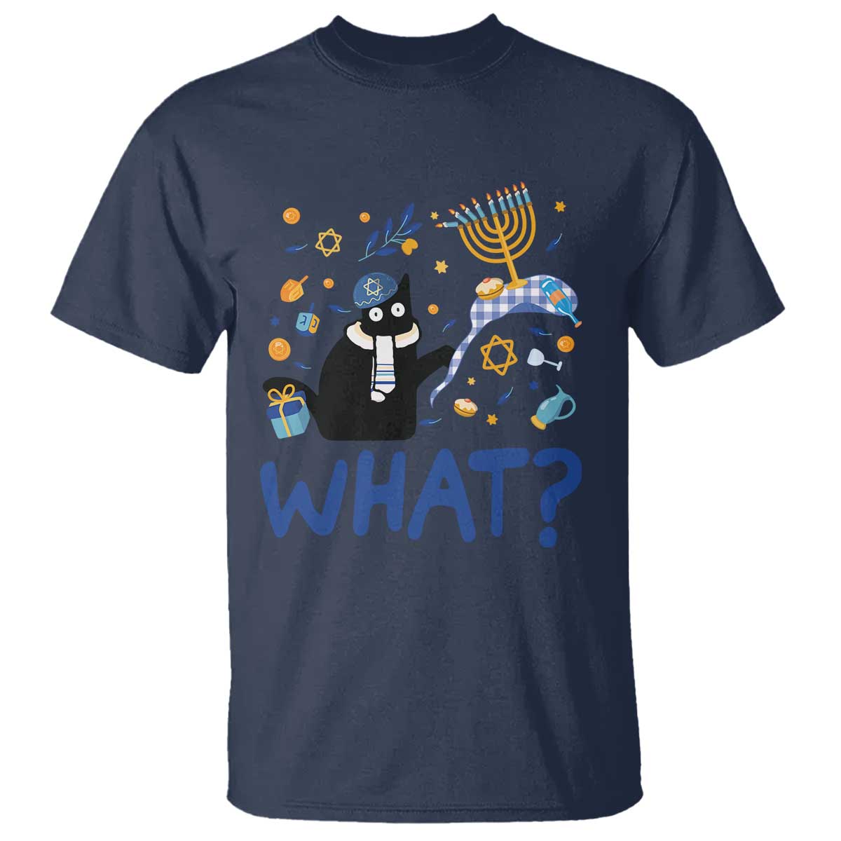 Funny Hanukkah Cat What T Shirt - Wonder Print Shop