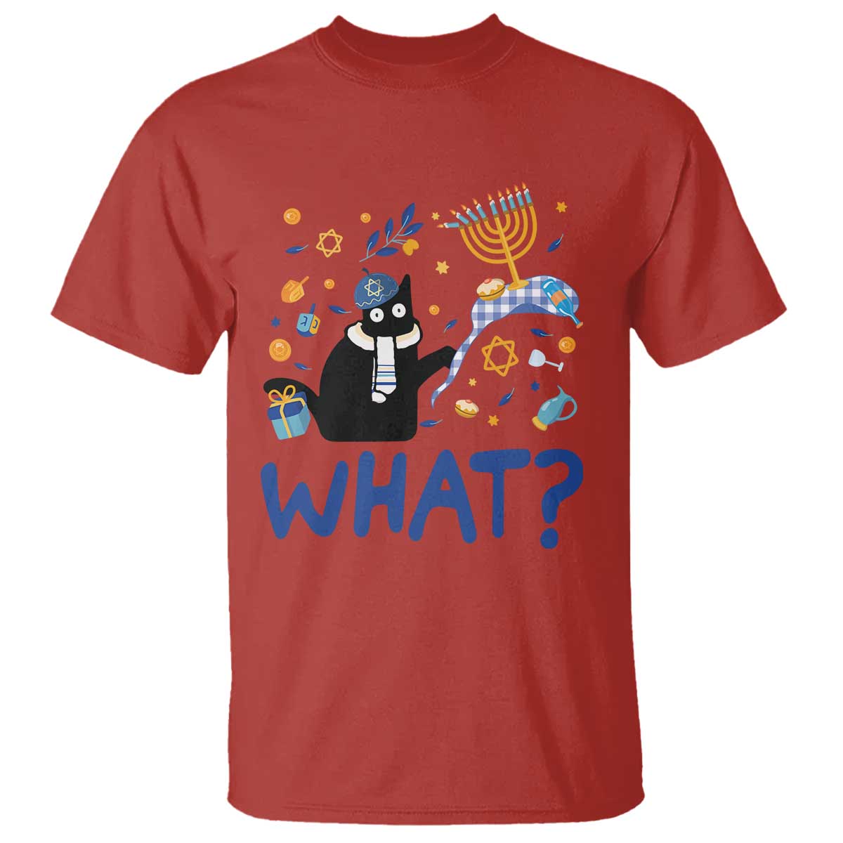 Funny Hanukkah Cat What T Shirt - Wonder Print Shop