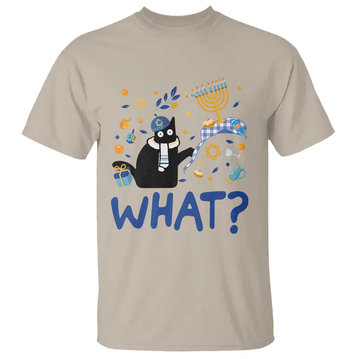Funny Hanukkah Cat What T Shirt - Wonder Print Shop