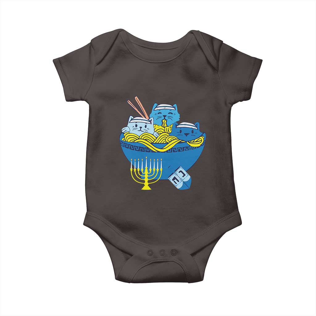 Funny Hanukkah Cat Baby Onesie Kawaii Cat Eating Ramen Anime Jewish Kitten