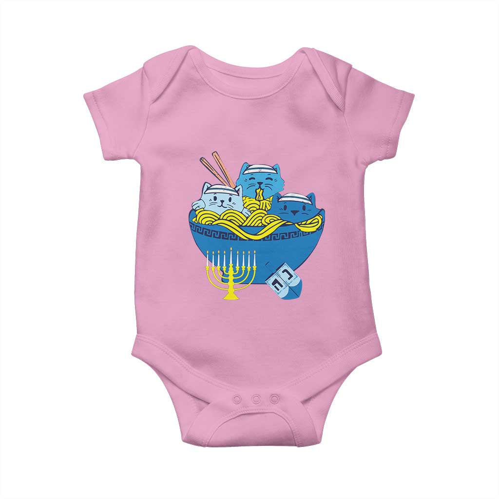 Funny Hanukkah Cat Baby Onesie Kawaii Cat Eating Ramen Anime Jewish Kitten