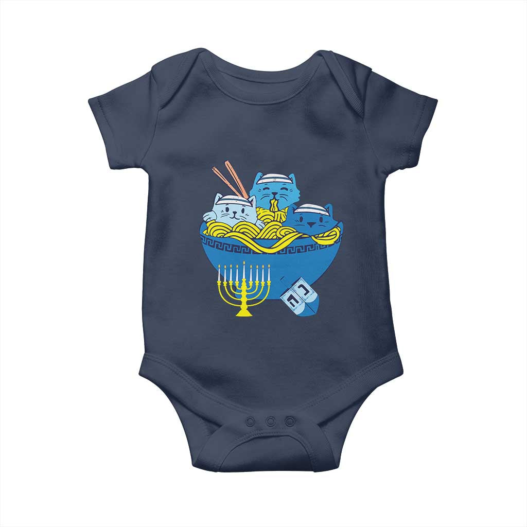 Funny Hanukkah Cat Baby Onesie Kawaii Cat Eating Ramen Anime Jewish Kitten